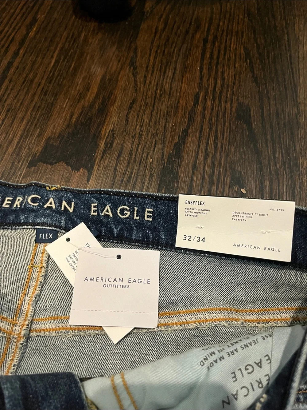 American Eagle NWT Easy Flex Relaxed Straight After Midnight Men’s Jeans 32/34 - Picture 2 of 4